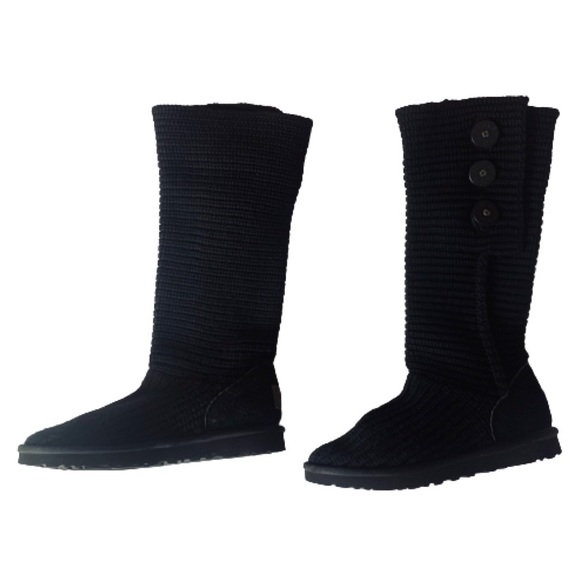 UGG Classic Cardy Sweater Boots Black Size 8 - Picture 15 of 16